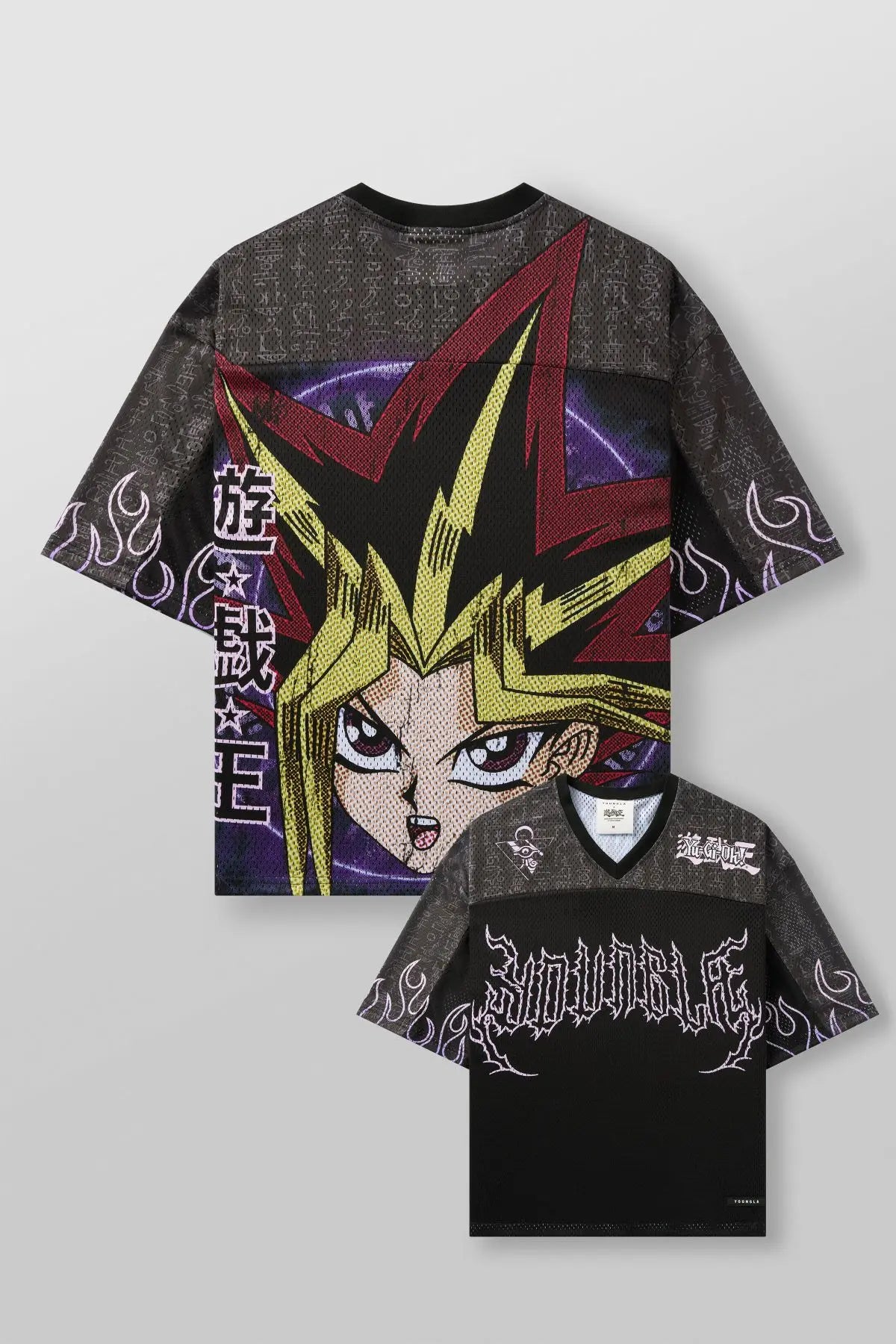 YA Trendy Brand Oversized T Shirt Street Leisure Quick Drying Breathable Large Mesh Animation Graphic Tee Short Sleeve Top