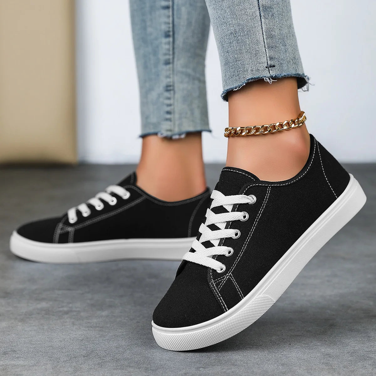 Summer Classic Versatile Breathable Canvas Shoes for Women Casual Lace-Up Footwear