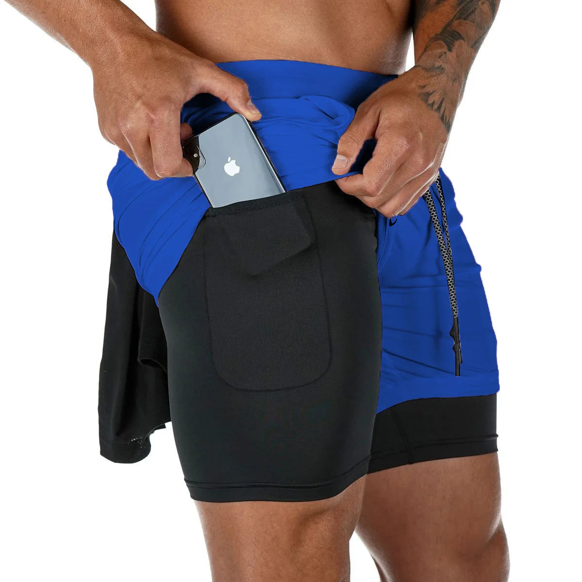 Camo Running Shorts for Men 2 in 1 Quick Dry Workout Training Gym Fitness Jogging Shorts