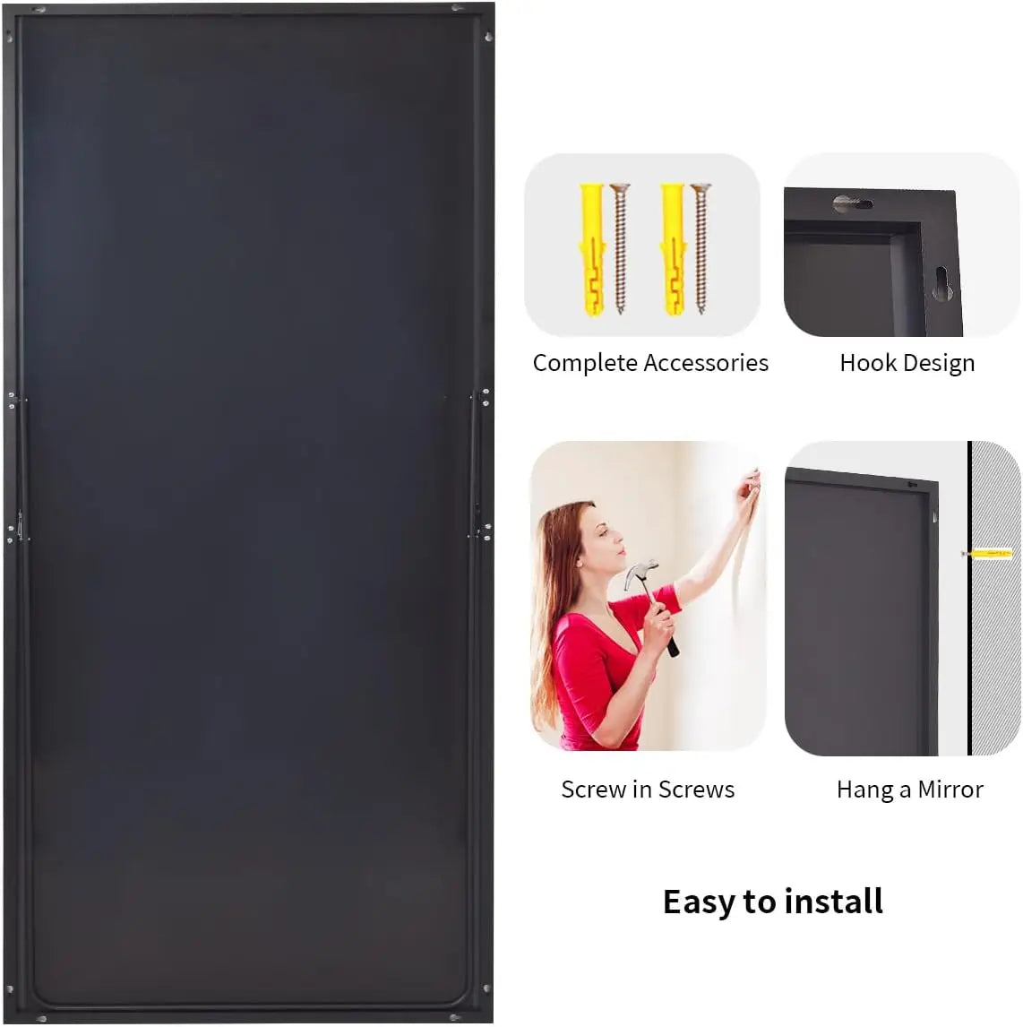 Large Full Length Mirror 76x34 Inches Modern Minimalist Home Furniture