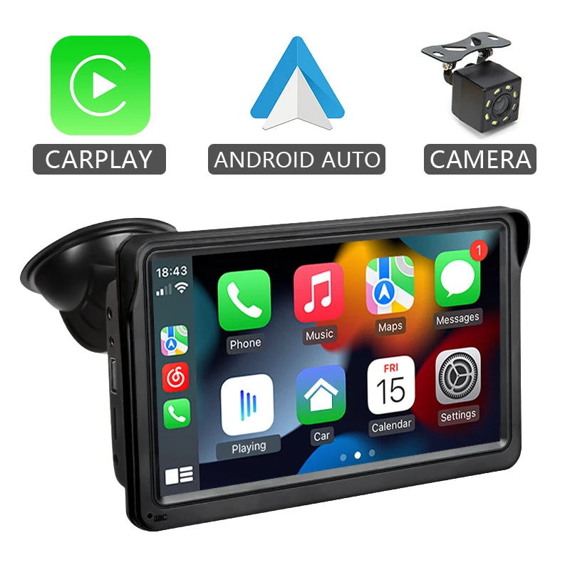 Hippcron 7 Inch Car Radio Multimedia Video Player Wireless Carplay Wireless Android Auto Portable Universal Touch Screen