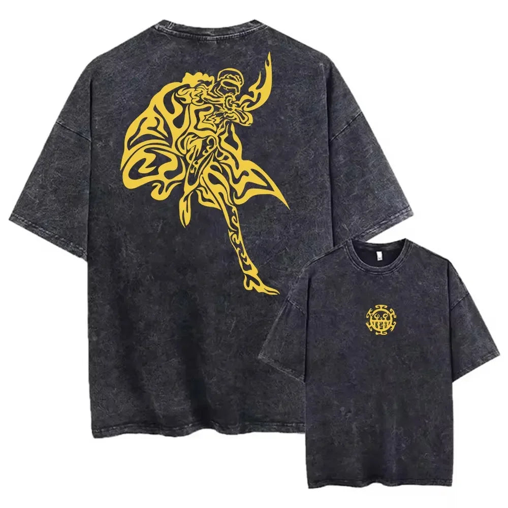 Hip Hop Men Streetwear T Shirt Retro Vintage Washed Tops