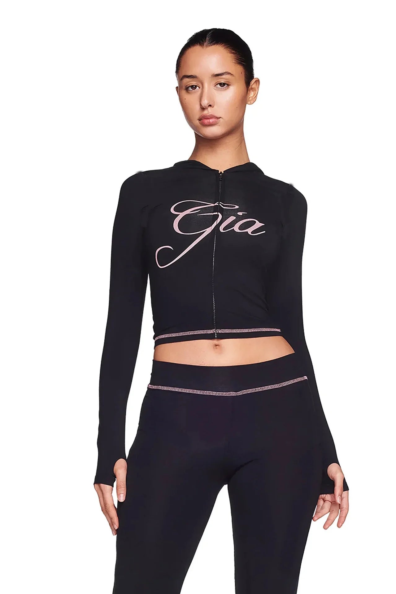 Women's New Two Piece Set Pant Sets with Zipper Closure and Backless Design