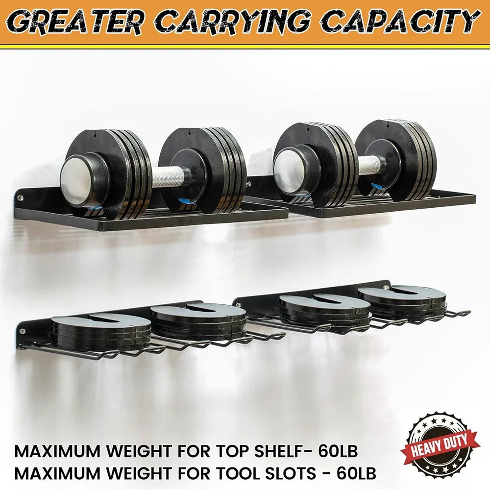 2 Pack Power Tool Wall Mount Holder Heavy Duty Metal Utility Rack Storage Organizer for Workshop Garage