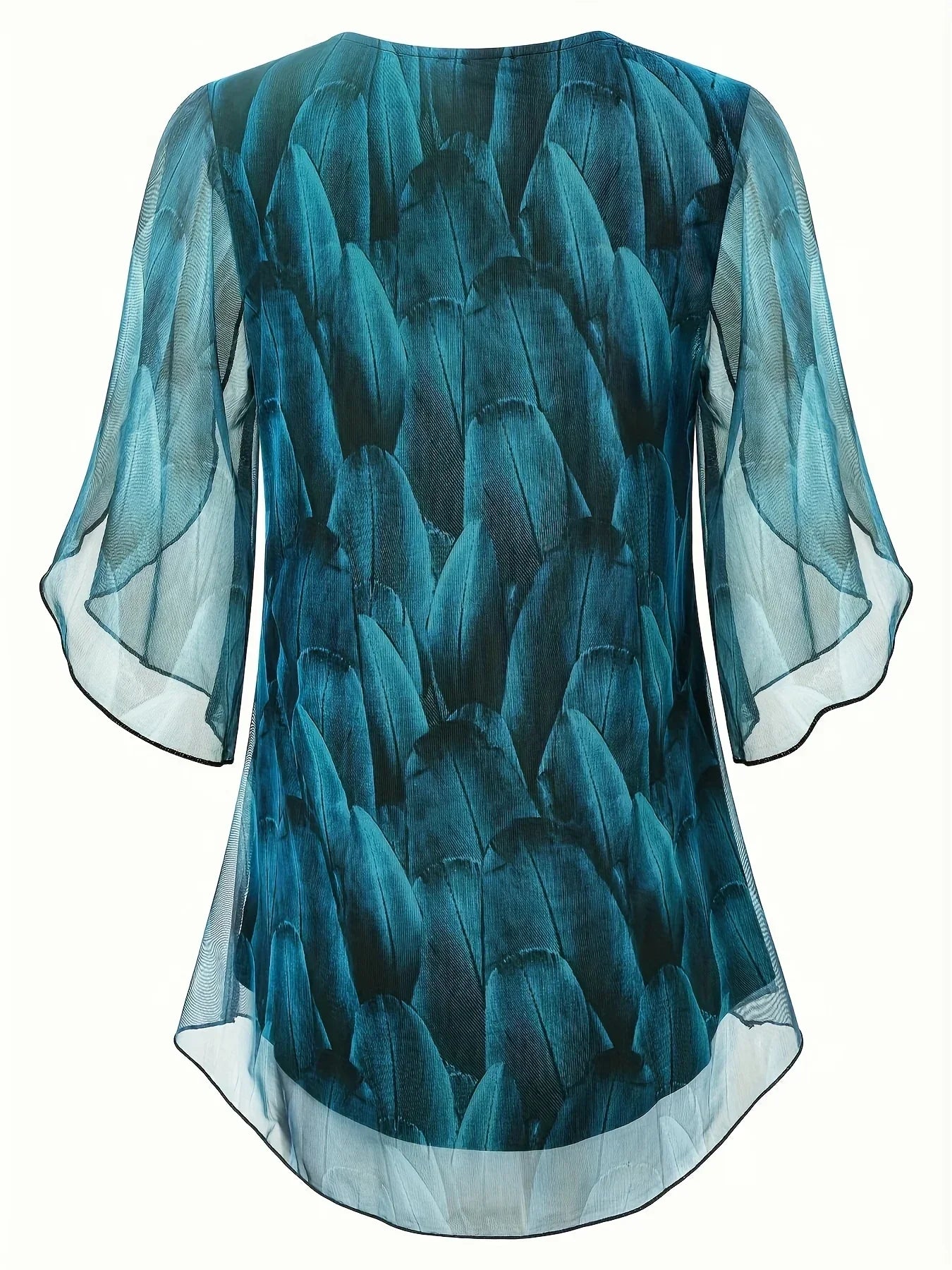 Women's Plus Size 1XL to 5XL Fashion Loose Elegant Print Blouse Casual O Neck Half Sleeve Boho Shirt Top