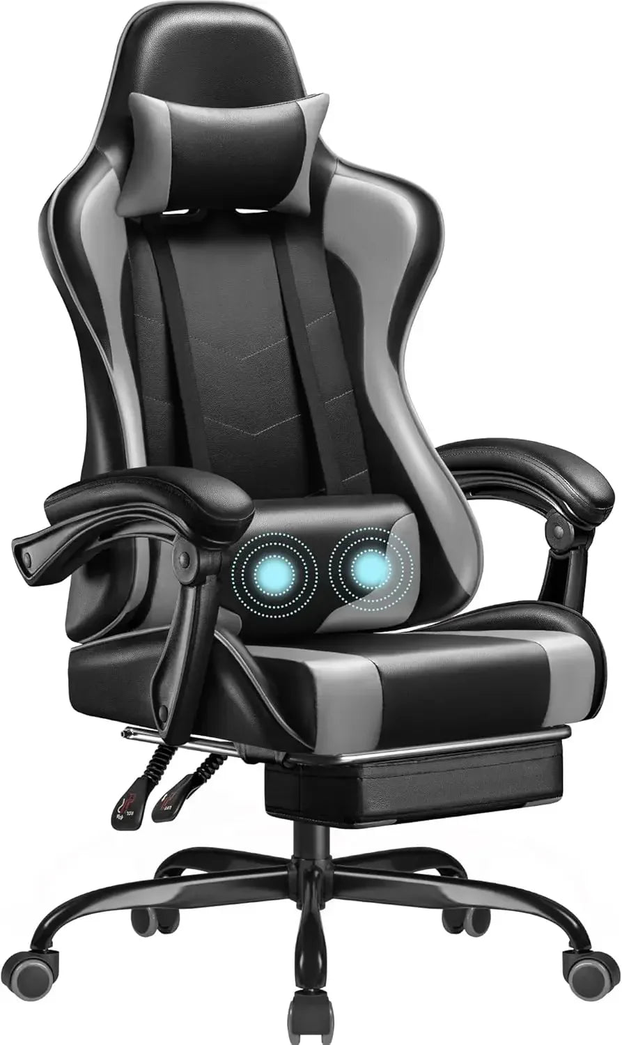 Gaming Chair with Footrest and Massage Lumbar Support Ergonomic Computer Chair Height Adjustable with Swivel Seat