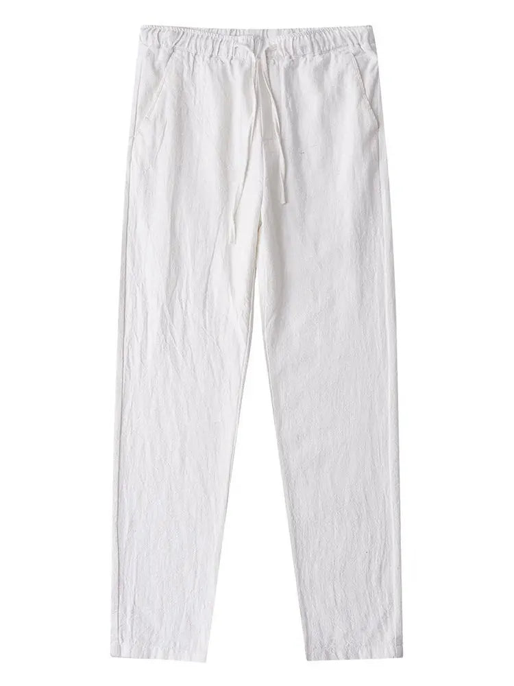 Casual Cotton Linen Chino Pants for Men Wide Leg Lightweight Baggy Cotton Sweatpants Male Walking Jogger Trousers Work
