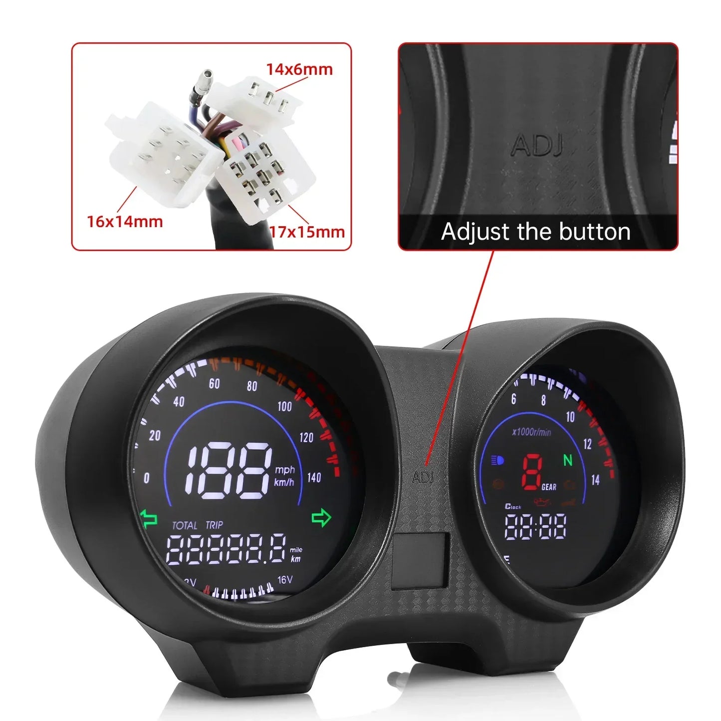 Motorcycle RPM Meter Speedometer Digital Dashboard Tachometer Odometer Fuel Meter Voltmeter for Titan 150 Honda CG150 Fan150