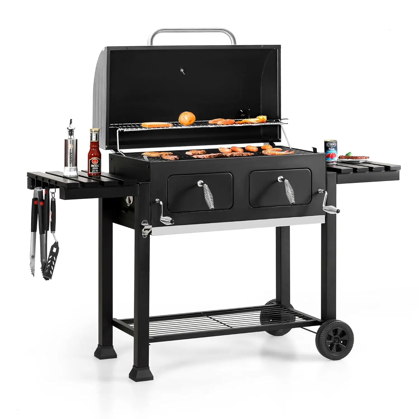 Extra Large Charcoal BBQ Grills with 794 SQ.IN. Cooking Area, Heavy Duty Outdoor Barbecue Grill with 2 Individual, Customized
