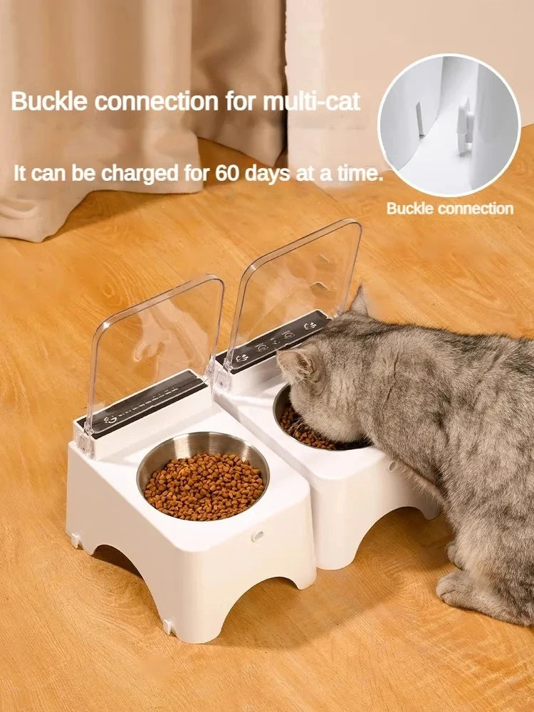 Smart Cat Bowl Pet Feeder Automatic Infrared Sensor Food Dispenser Stainless Steel Quadrate Design