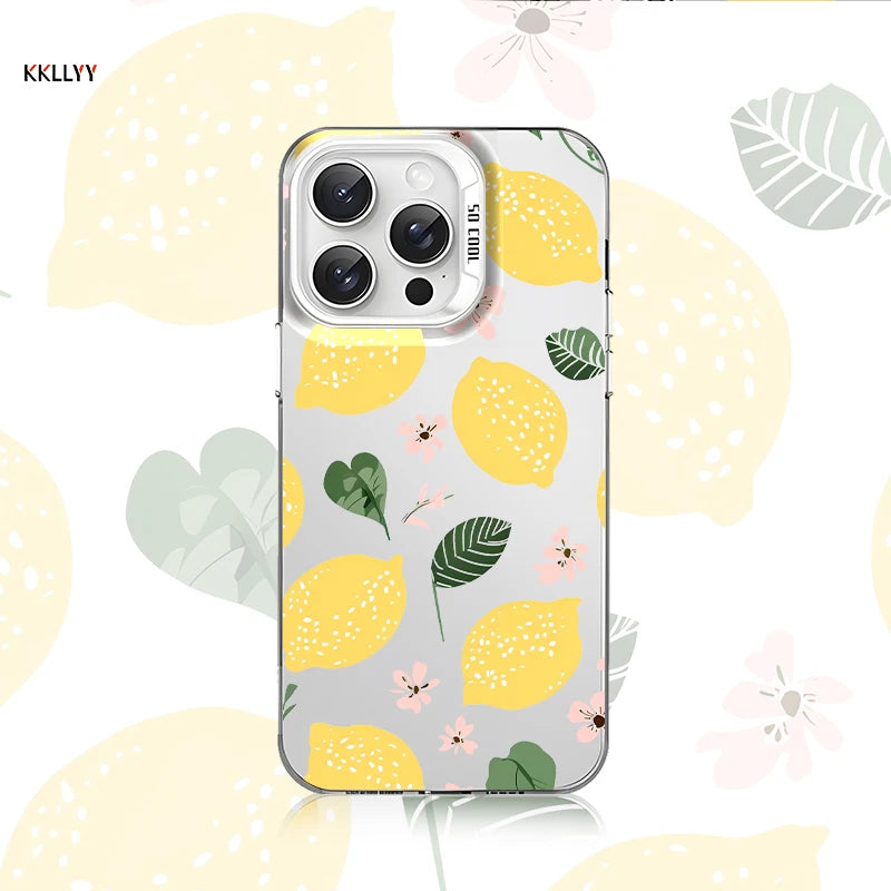 Liquid Silicone Phone Case for iPhone 16E 15 14 13 Pro Max 18 XR Printed Cover Shockproof Lemon Holiday Gifts