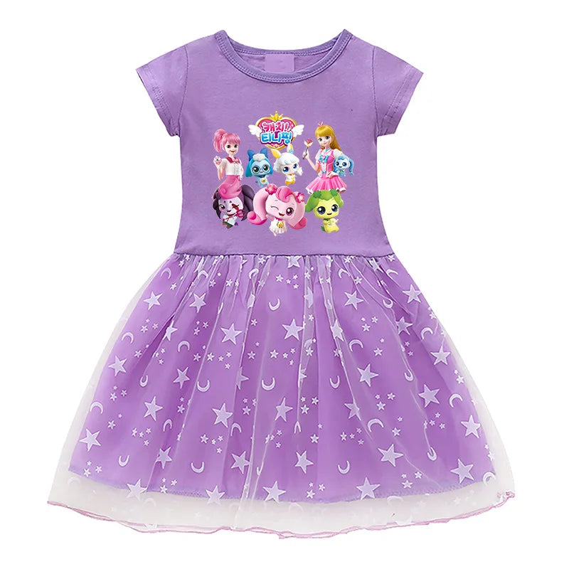 Kids Cotton Knee-Length Dress for Girls Birthday Party Princess Costume Halloween Cosplay