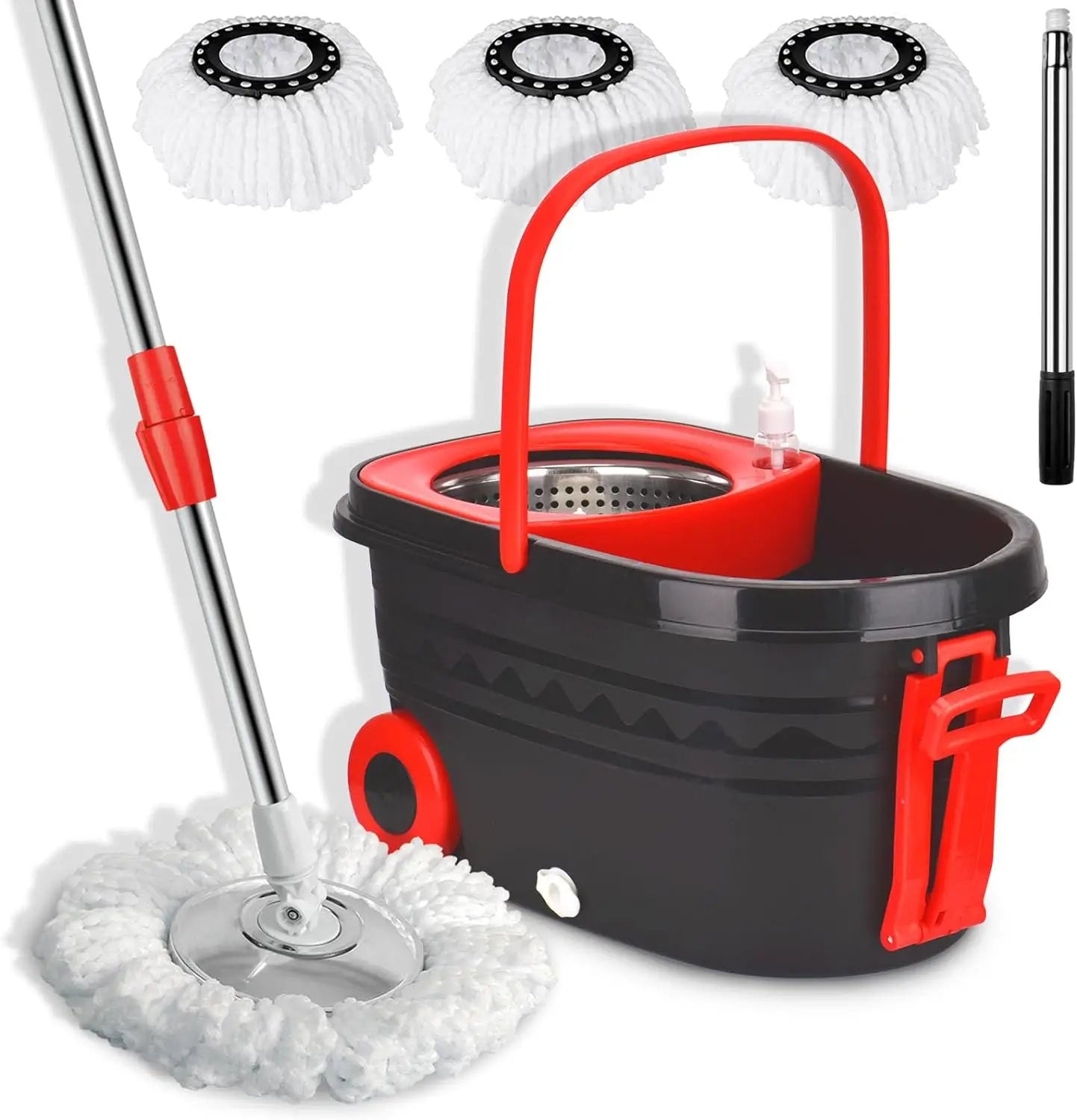 360 Degree Spin Mop Bucket Set With Wheels And 61 Inch Extendable Adjustable Handle Dry Wet Separation
