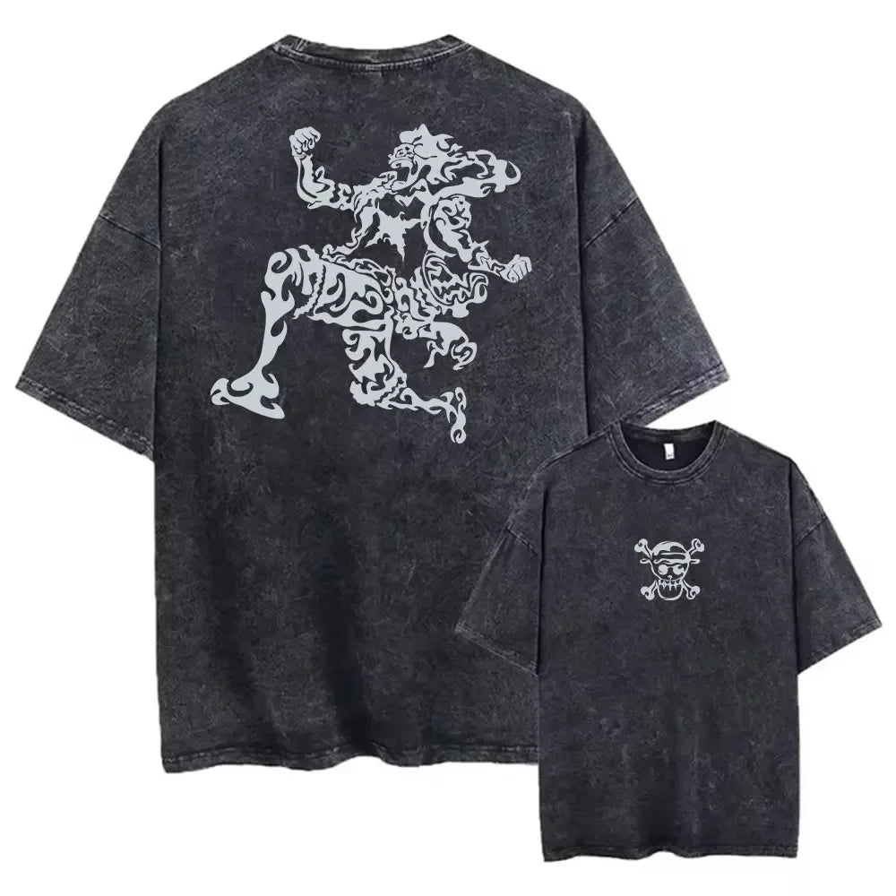 Hip Hop Men Streetwear T Shirt Retro Vintage Washed Tops