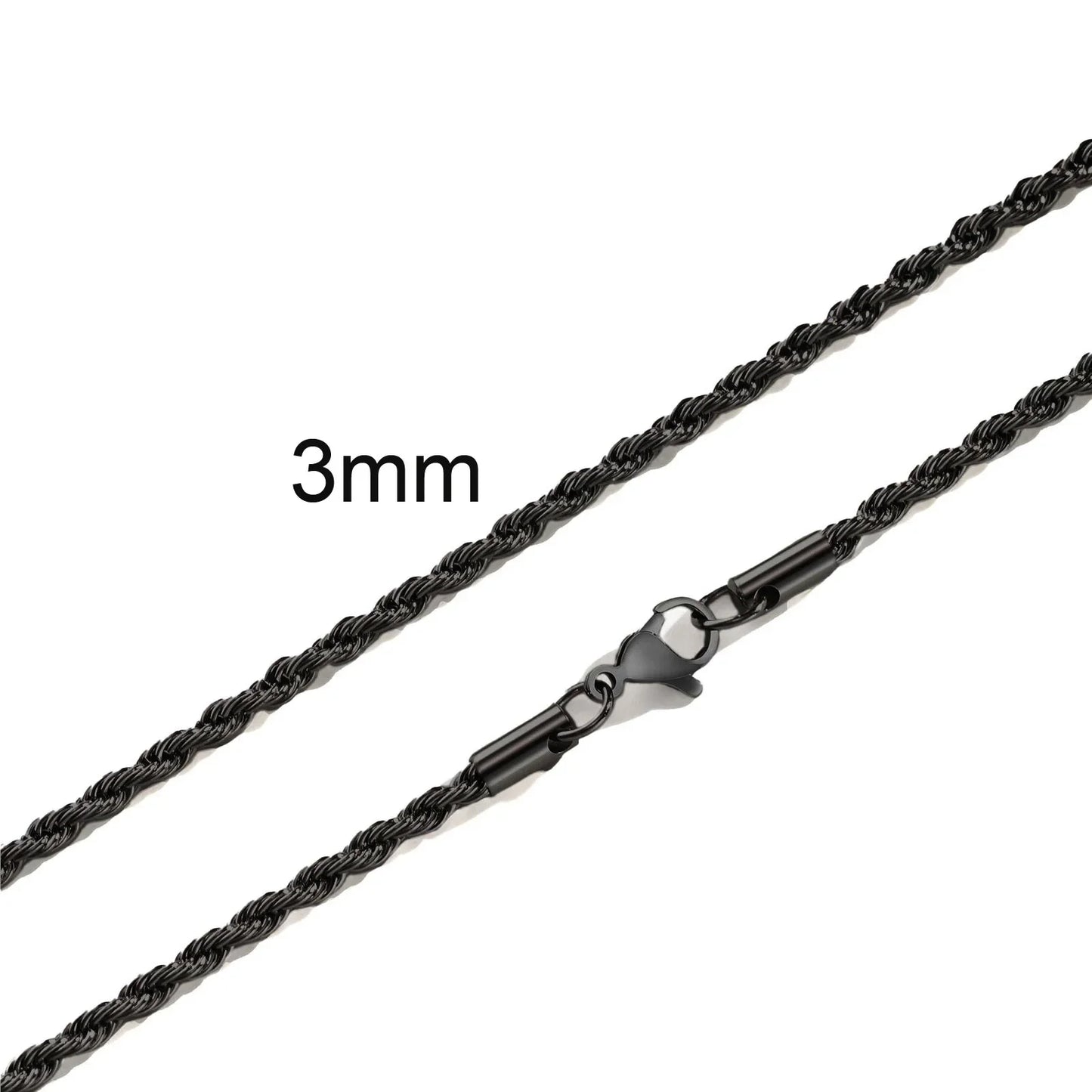 Ropes Long Necklace for Men Women,Stainless Steel Gold Color Twisted Rope Chain Collar,2/3/4/5mm Punk Basic Waterproof Jewelry