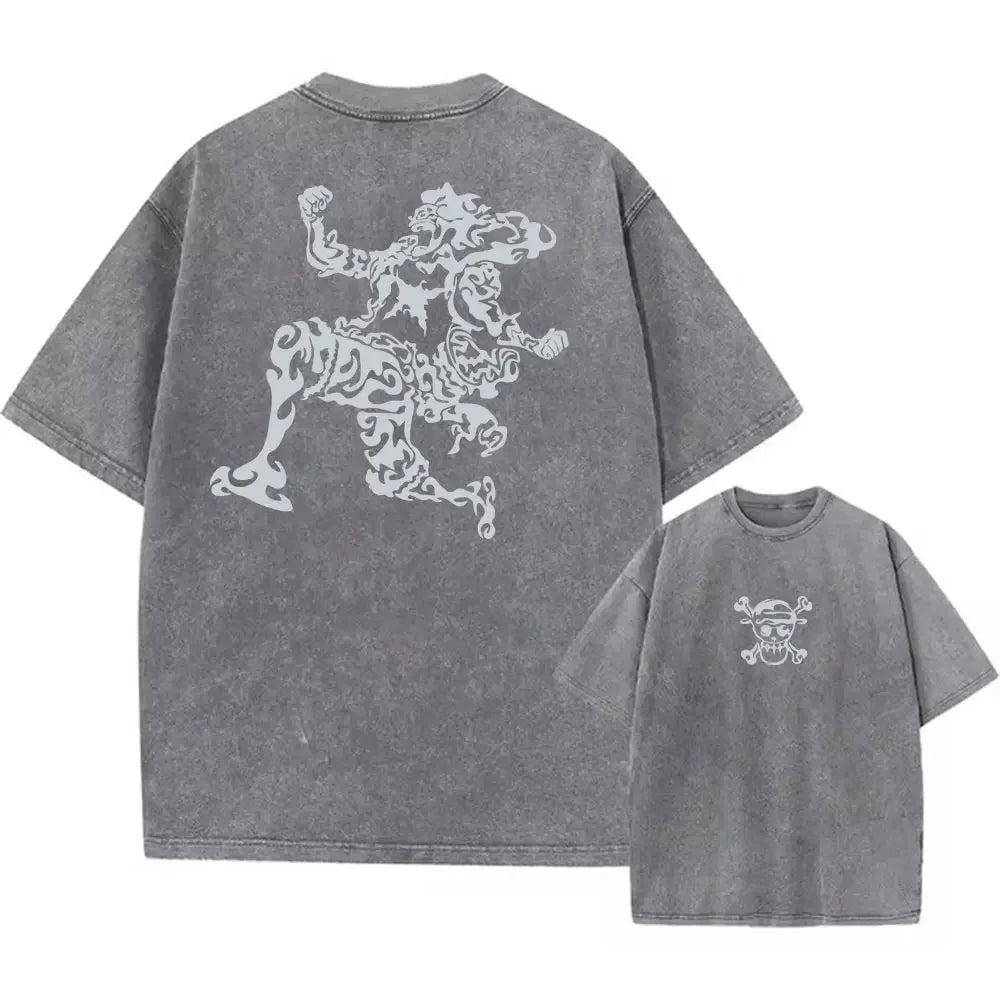 Hip Hop Men Streetwear T Shirt Retro Vintage Washed Tops
