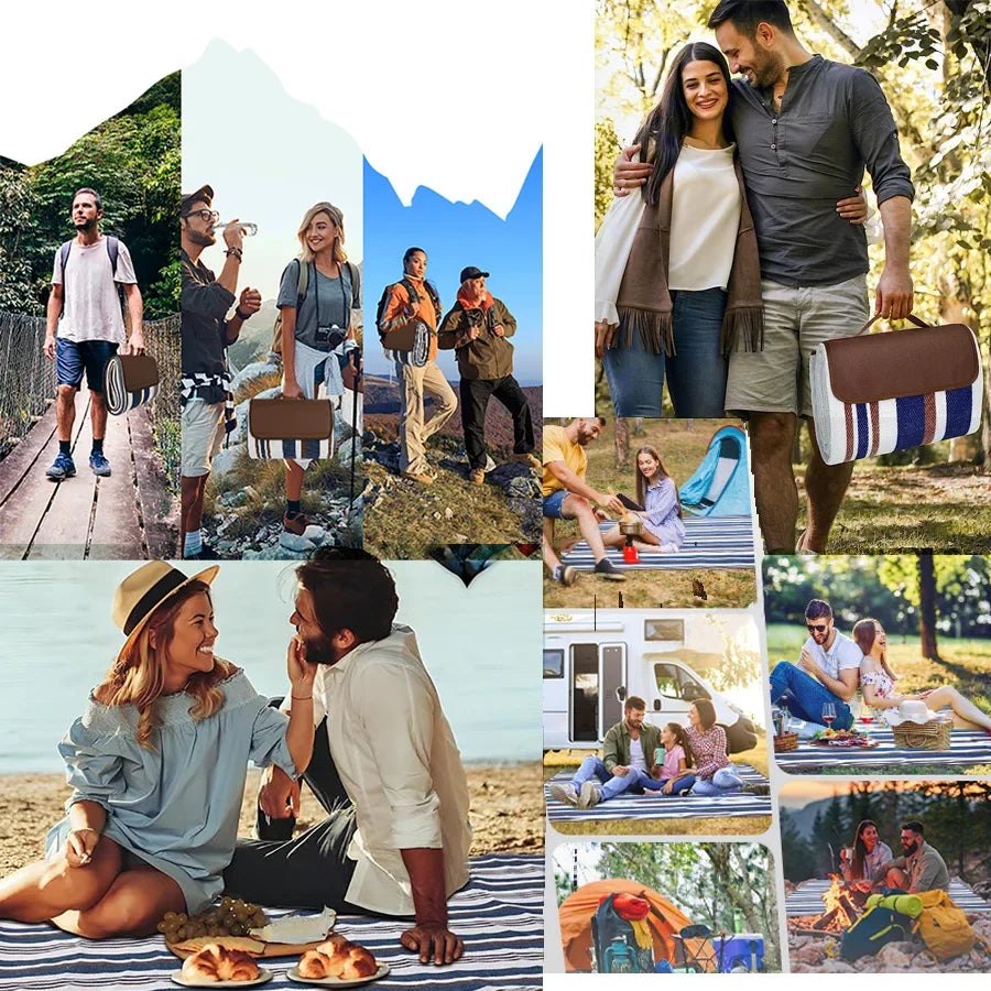 Waterproof Sandproof Foldable Outdoor Extra Large Picnic Blanket Fashion Handy Tote Beach Mat for Spring Summer Camping
