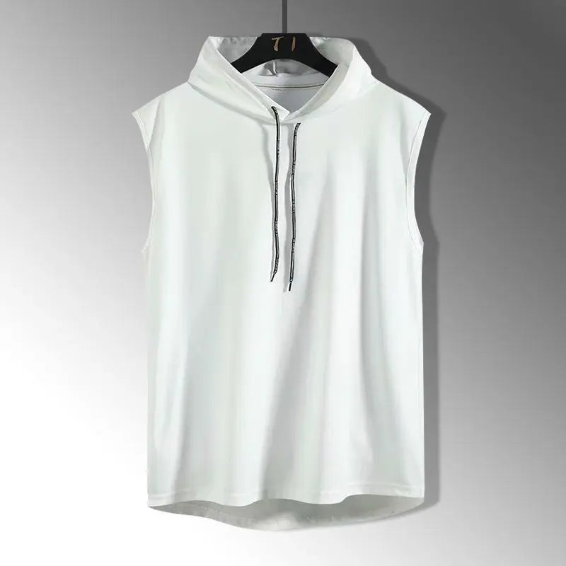 Solid Color 2023 Brand New Men's Tank Tops Vest Sleeveless Tees for Male Hooded Man Vests Tops Hip Hop Men Tank Top T Shirt