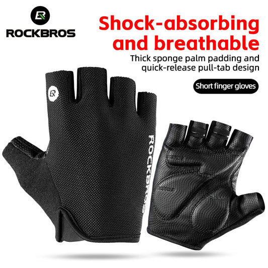 Rockbros Half Finger Bike Gloves Summer Breathable Anti Slip SBR Pad Shockproof MTB Road Bicycle Cycling Gloves
