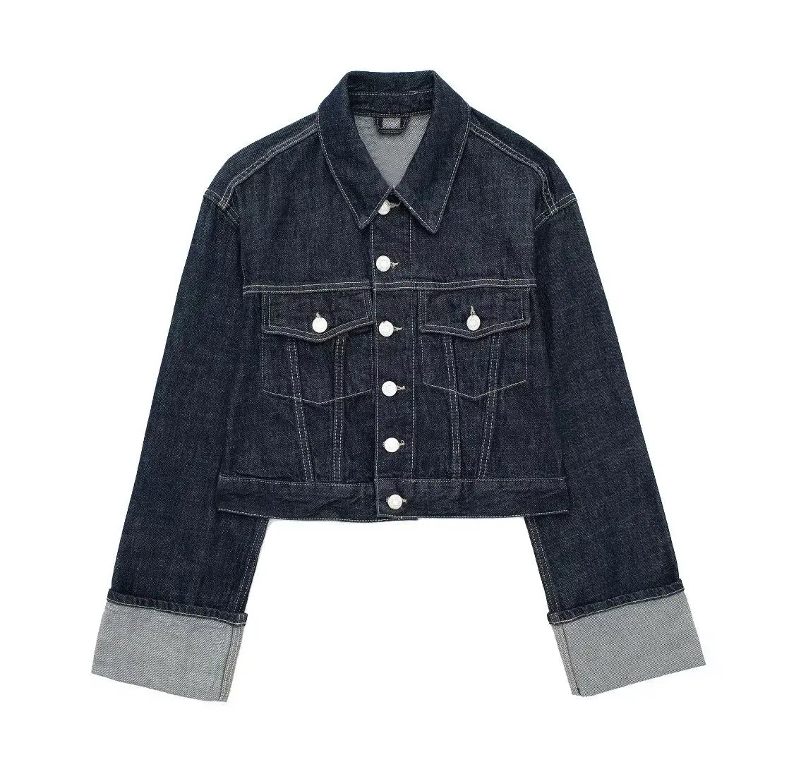 Trafa Women Vintage Denim Jacket Pant Set Single Breasted Lapel Long Sleeve Coat Wide Leg Trousers High Street Outfit