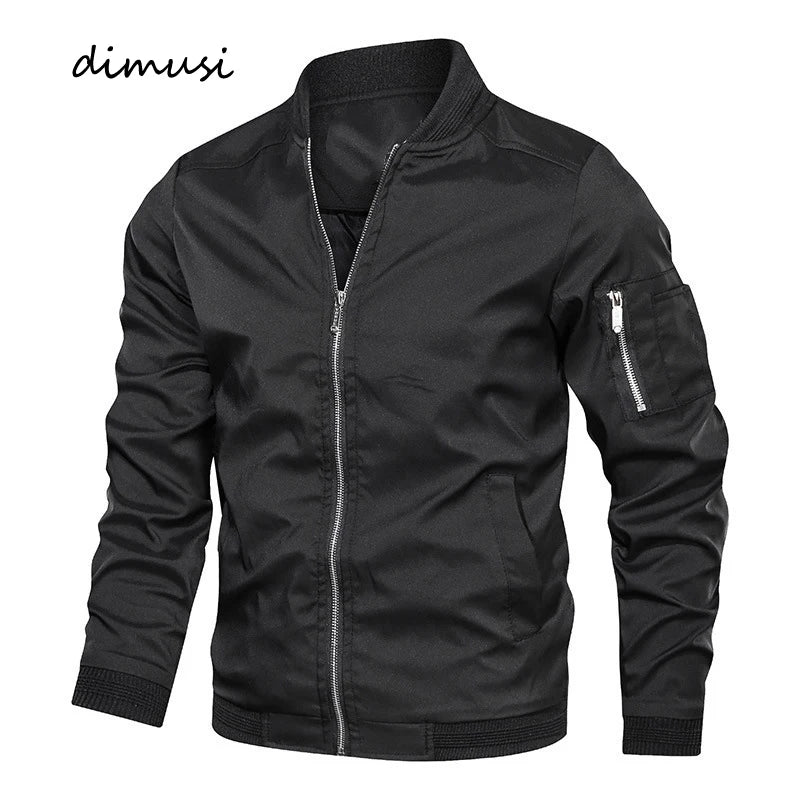 Spring Autumn Men's Bomber Jacket Casual Lightweight Sports Windbreaker Zip Up Coat with Pockets