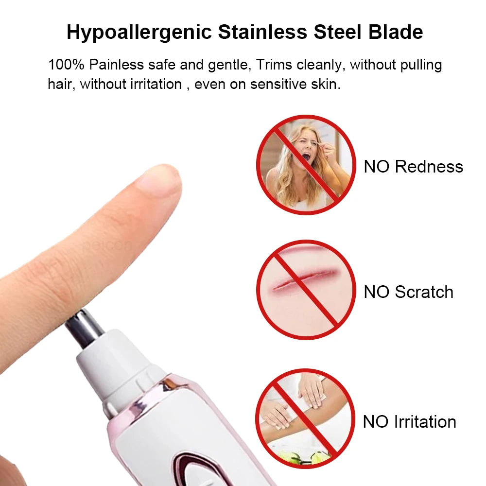 Electric Razor for Women 4 in 1 Hair Trimmer Portable Painless Epilator for Face Armpit Leg and Bikini Body