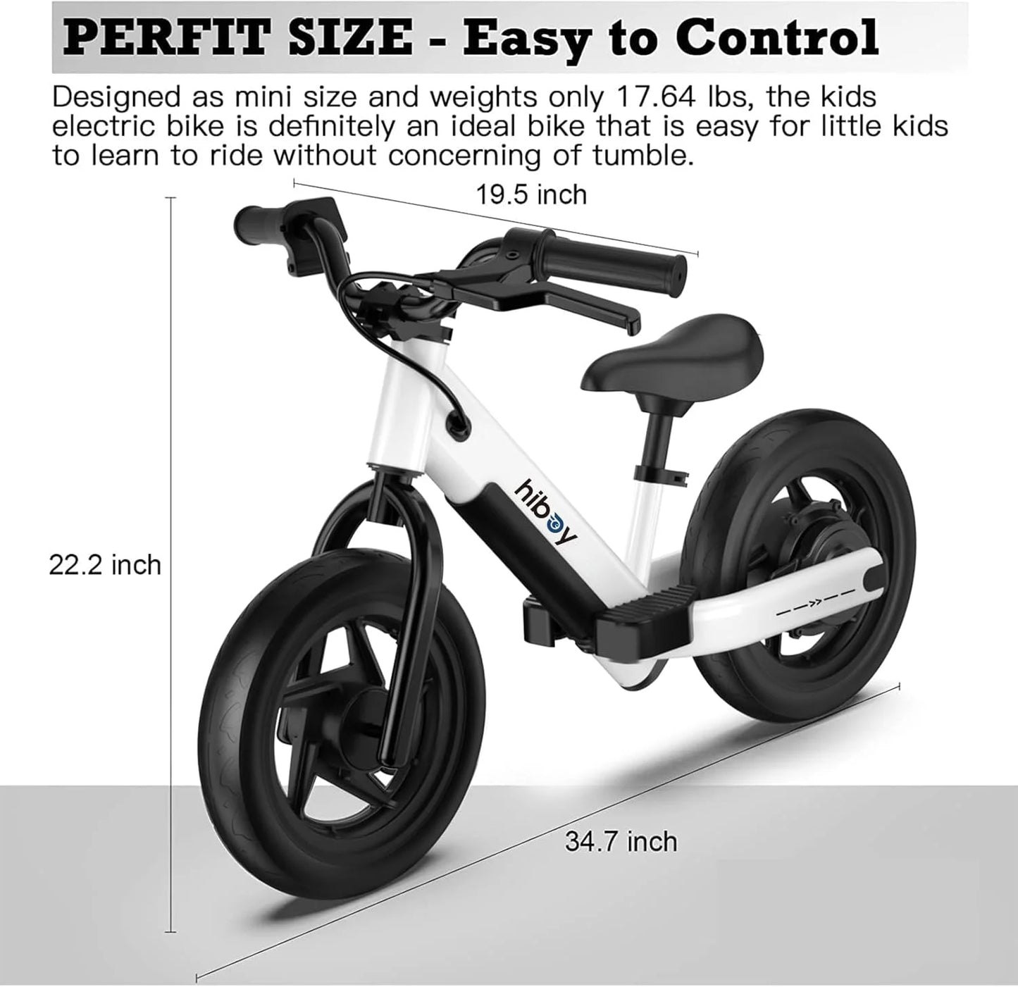 Hiboy Electric Balance Bike for Kids Ages 3-5 with 12 Inch Tires 150W Peak Motor and 21.6V 2.6Ah Battery
