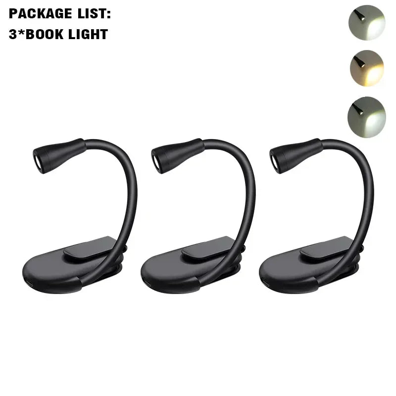 Mini Book Light Portable Clip Night Light USB Charging LED Dimmable Eye Protect Camping Clip 360 Degree Flip Book Lamp