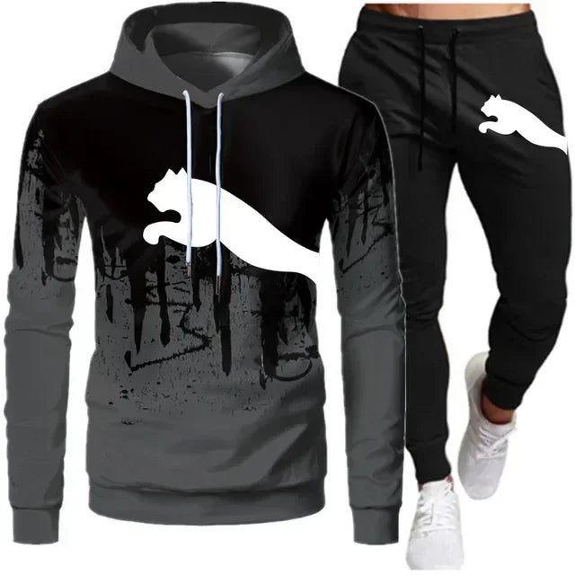 2024 Men and Women Fashion Casual Trend Sweater Set Outdoor Sports Printing Pattern Two-Piece Set Size S to 3XL