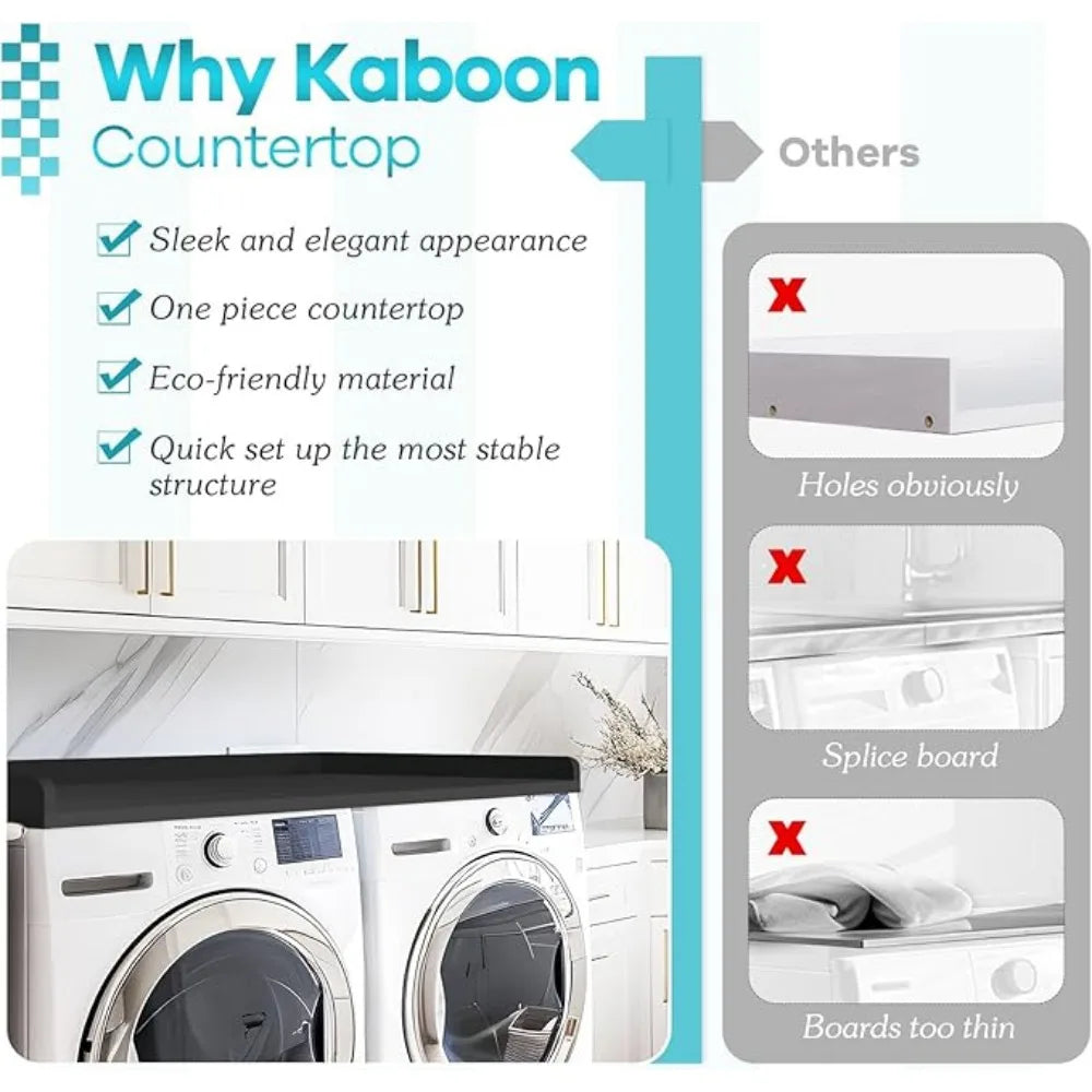 Washer Dryer Countertop Melamine Countertop with Edge Rails 27.5 Inch Depth X 54 Inch Width Laundry Room