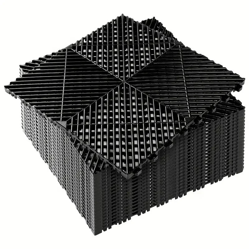 20 Pack Interlocking Drainage Tiles, 15.7 * 15.7 inch Rubber Floor Tiles, Double Non-Slip Tiles Mat Garage Floor Mat with Drain