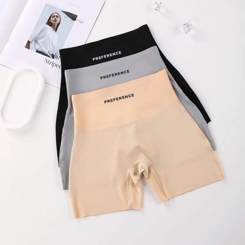 3PCS Set Plus Size Seamless Protective Shorts for Women Ice Silk Summer Underwear