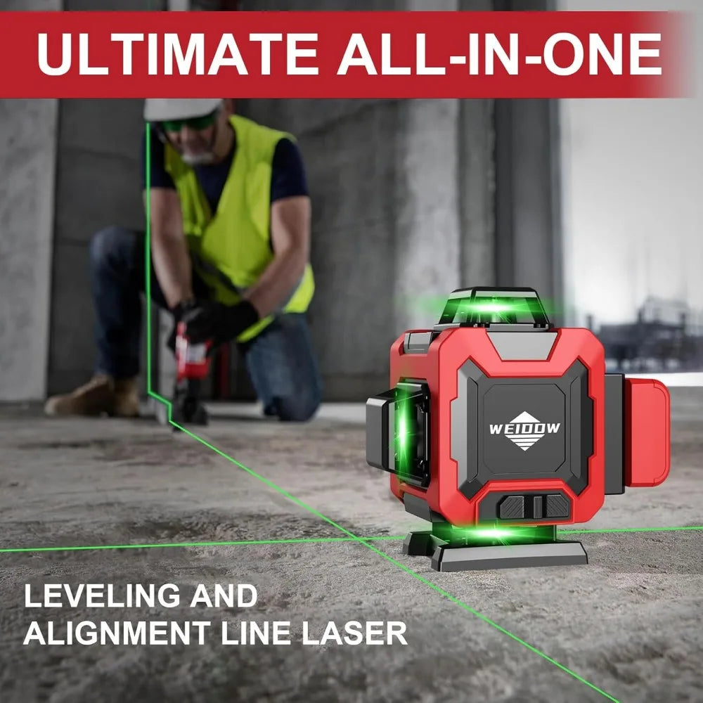 Laser Level 360 Self Leveling with Tripod WEIDDW 4D Laser Level 4x360 Degree Cross Line Laser with 4800mAh Batteries