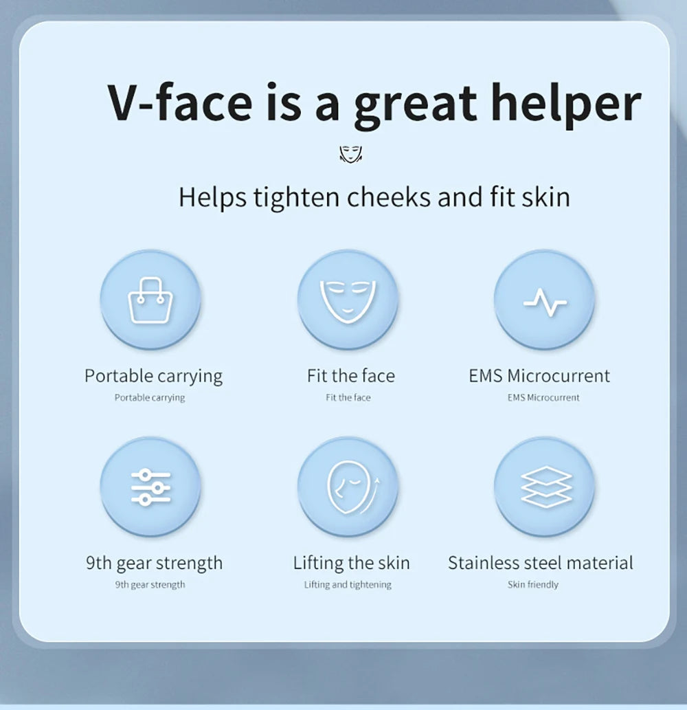 EMS Face Lifting Massager Anti Wrinkle Firming Facial Massager V Face Lift Device Microcurrent Double Chin Remover Skin Care