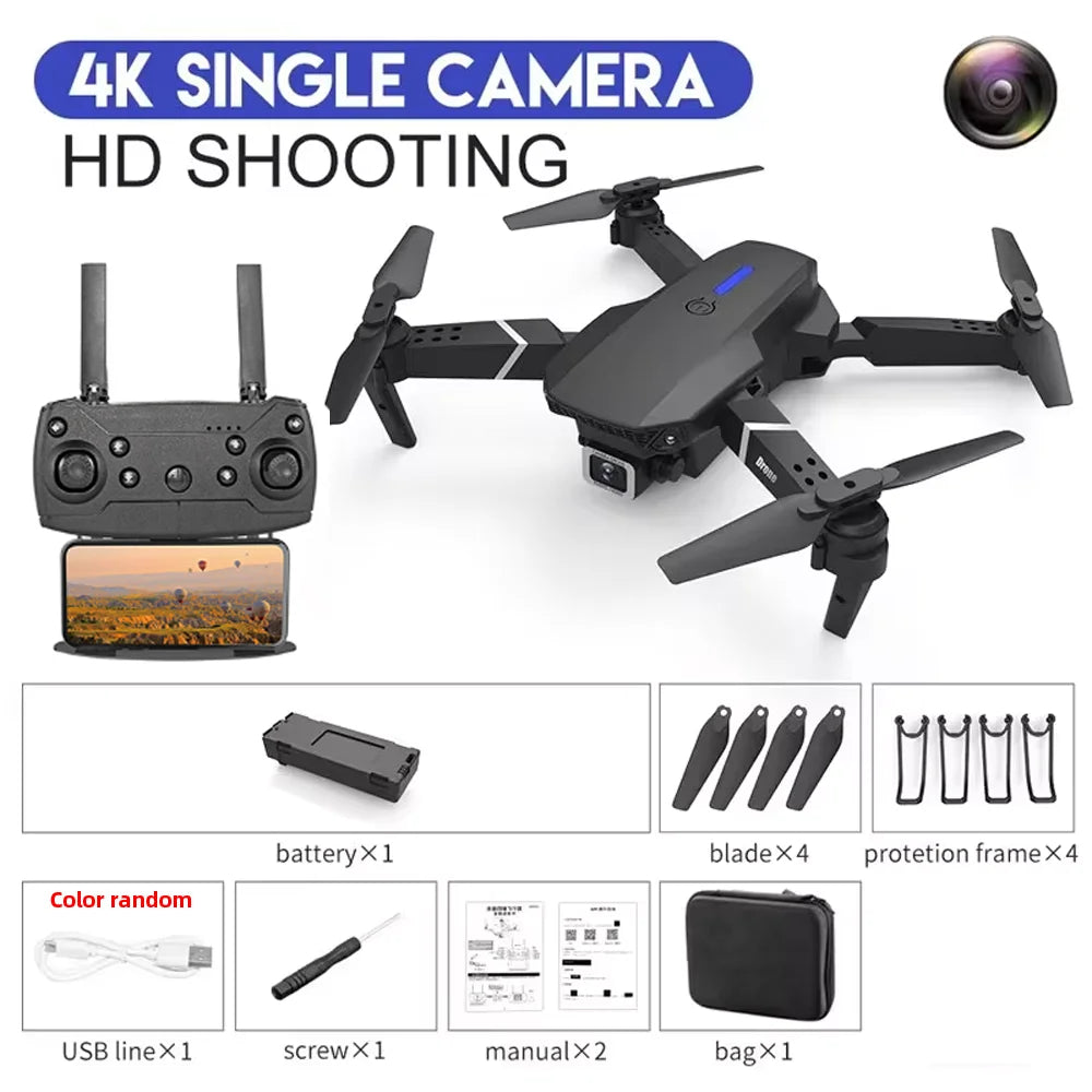 KDBFA 2024 New E88 Pro WIFI FPV Drone Wide Angle HD 4K 1080P Camera Height Hold RC Foldable Quadcopter Helicopter Toy Gift