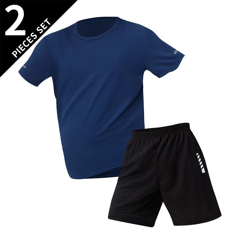 2/6 Pack Plus Size Men's Quick Drying Short Sleeve Shorts Suit Leisure Sports Running Fitness T Shirt Joker Shorts Teen