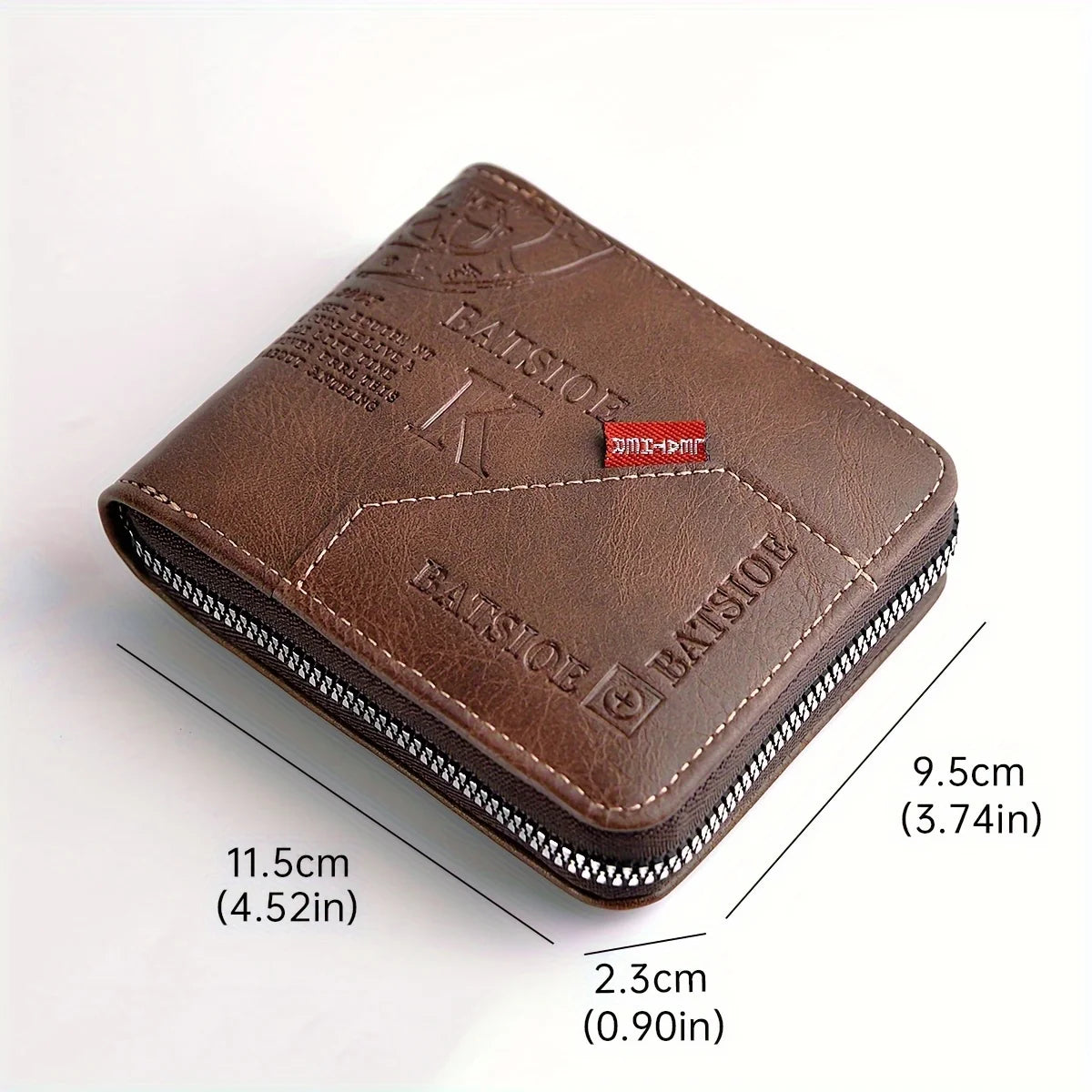Men's PU Wax Oil Skin Wallet Zipper Around Coin Purse Short Card Holder for Men