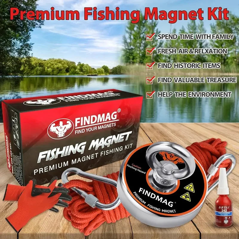 Neodymium Fishing Magnets Kit Strong Pulling Force Magnet Fishing Kit for River Retrieval