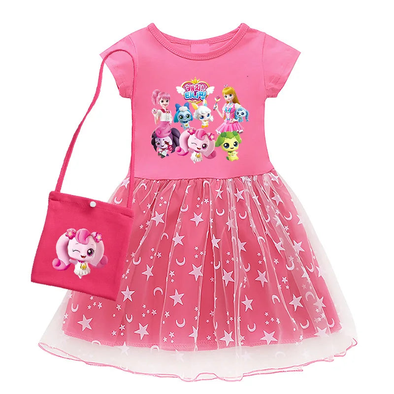 Kids Cotton Knee-Length Dress for Girls Birthday Party Princess Costume Halloween Cosplay