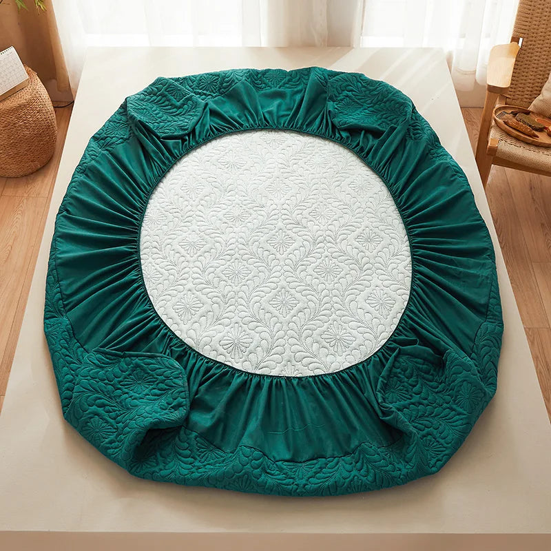 Waterproof Quilted Mattress Protector Breathable Mattress Cover Anti-Mite Anti-Bacterial Fitted Bed Sheet