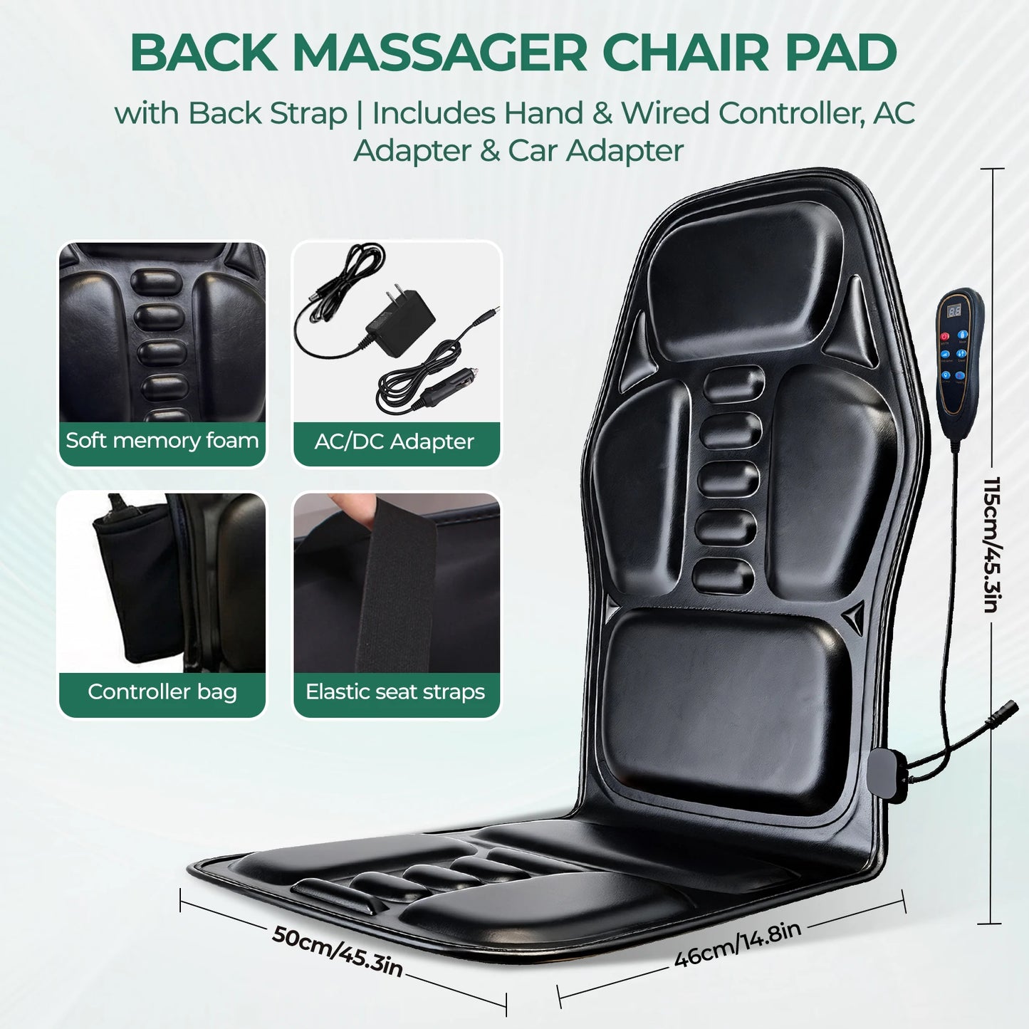 Massage Chair Pad with Heat, Back Massager Seat Cushion for Pain Relief, Chair Massage Pad for Office Home, Gifts for Men Women