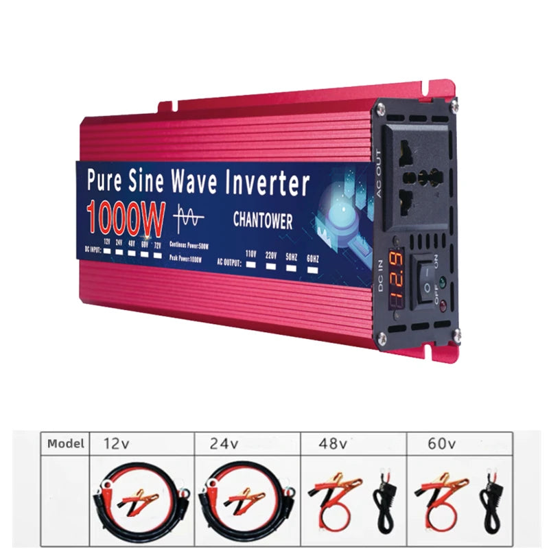 Pure Sine Wave Inverter 12V 24V 110V 220V 2000W 3000W 4000W 5000W DC To AC Portable Power Converter Solar Inverter