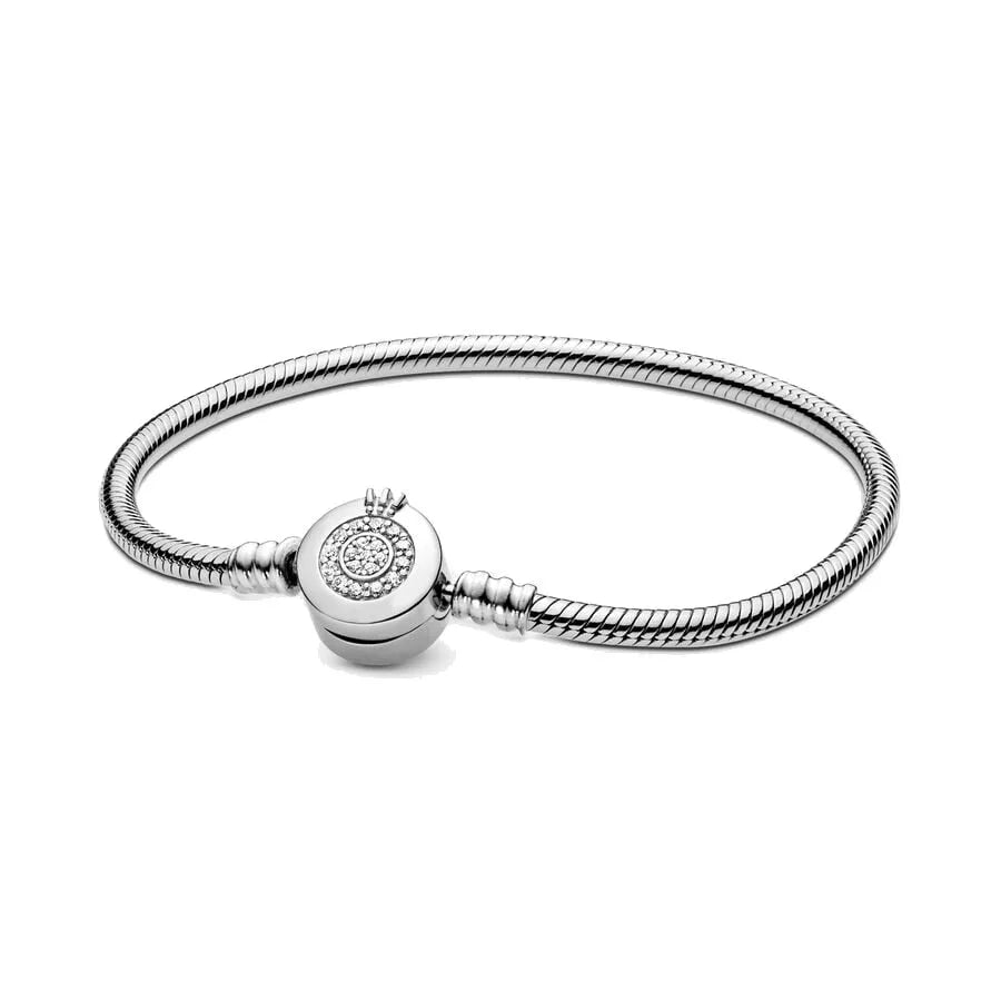 2025 New Creative Pop Sparkling Crown Snake Chain Bracelet for Pandora DIY Women's Exquisite High Quality Jewelry Gifts