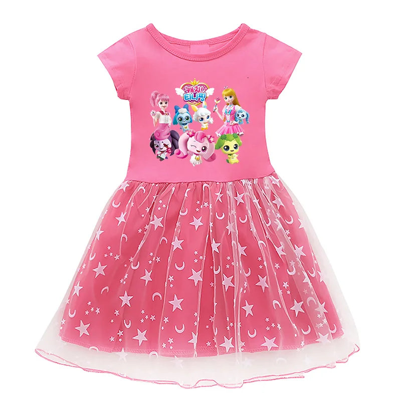 Kids Cotton Knee-Length Dress for Girls Birthday Party Princess Costume Halloween Cosplay