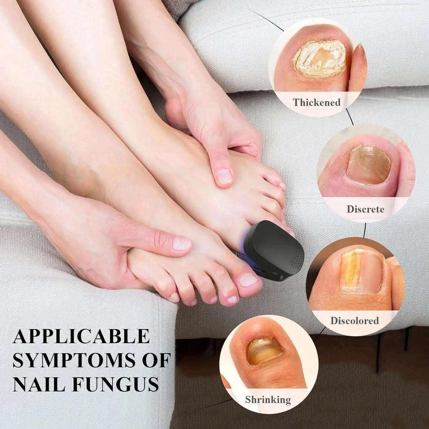 Nail Fungus Cleaning Light Device for Onychomycosis USB Rechargeable 905nm Infrared Light and 470nm Blue Light Nail Care Tool