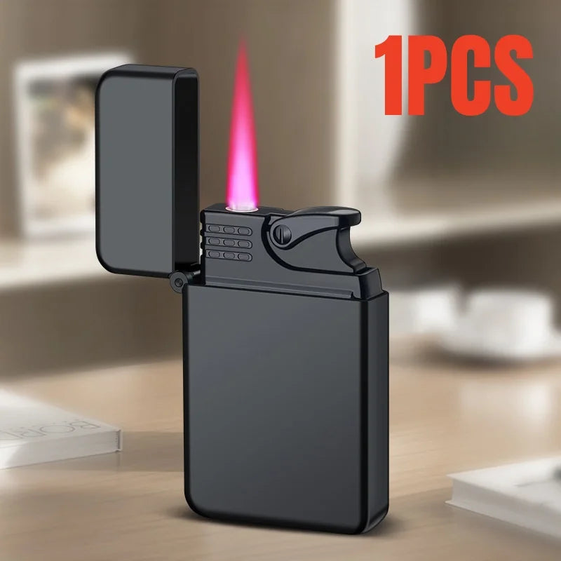 Creative Metal Jet Red Flame Gas Lighter Outdoor Windproof Portable Turbine Torch Lighter for Men's Gift Cigarette Accessories