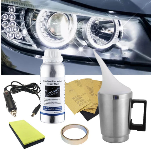 Headlight Polishing Set Auto Headlight Renovator Light Restoration Kit 300ml Polish Clean Car Spotlights
