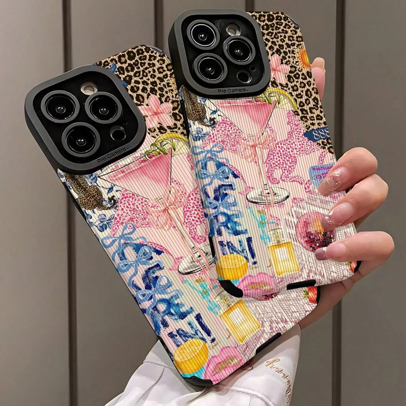 Fashion Leopard Pattern Phone Case for Fall Anti Drop Protector Cover Compatible with iPhone 16 Pro Max 15 Pro 14 Plus 13 12 11