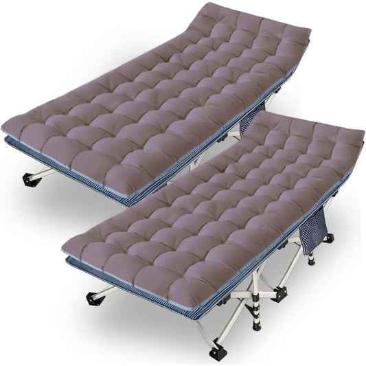 2 Pack Oversize XXL Camping Cot with Mattress Comfortable Extra Wide Sleeping Bed for Adults with Carry Bag