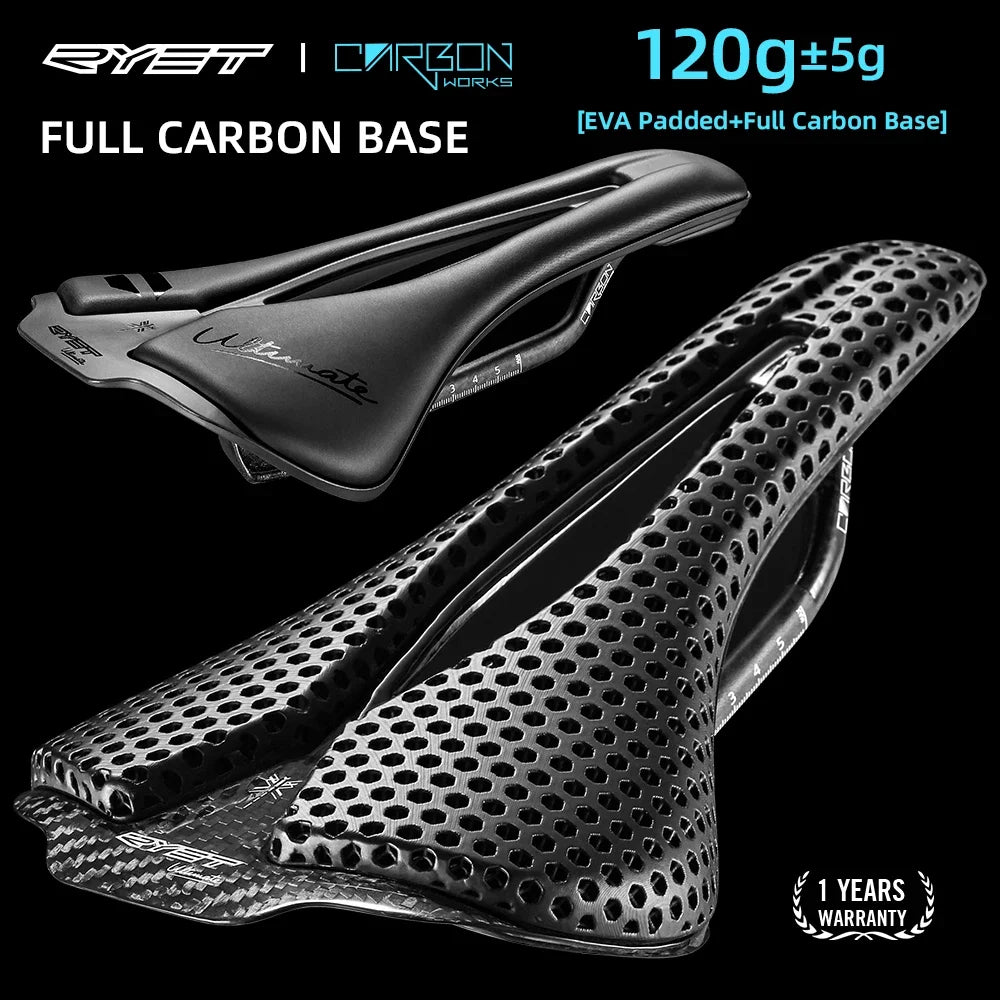 RYET 3D Printed Bicycle Saddle Carbon Fiber Seat 120g Lightweight Bike Cushion for MTB Gravel Road Cycling Accessories